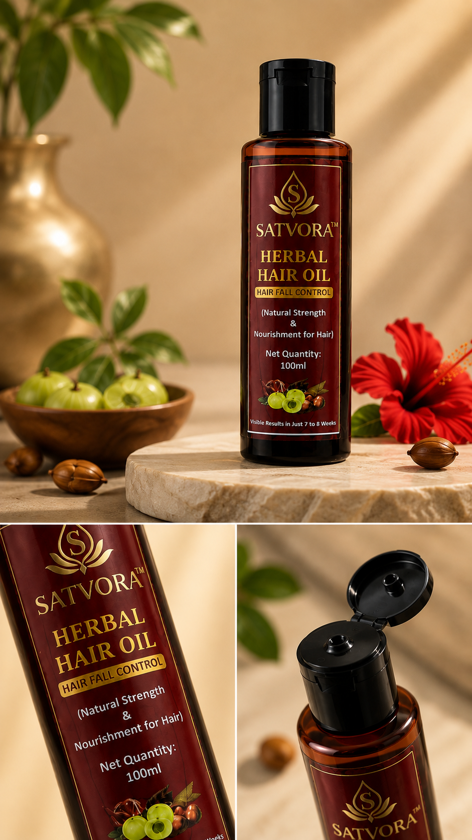 SATVORA Herbal Hair Oil | Hair Fall Control | Natural Strength & Nourishment | 100 ml