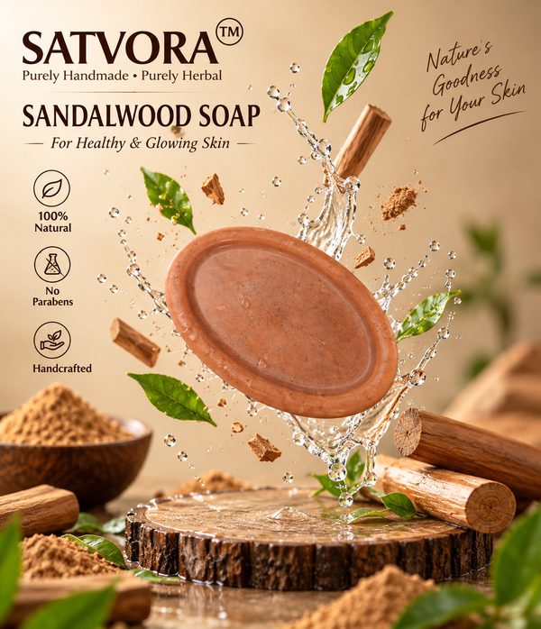 SATVORA Sandalwood Soap | 100% Natural Herbal Handmade Soap | For All Skin Types